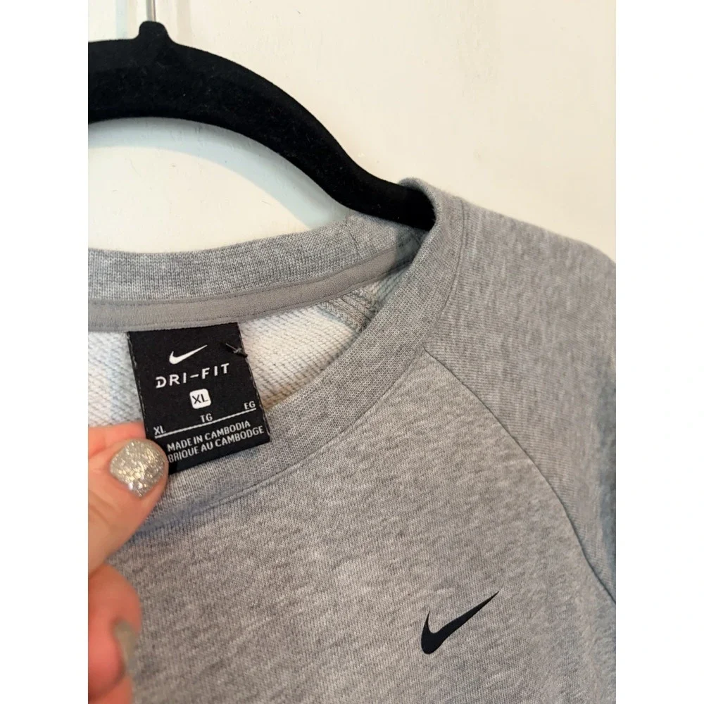 Nike Gray Crewneck Sweatshirt Womans XL‎ Back Cut Outs Big Logo